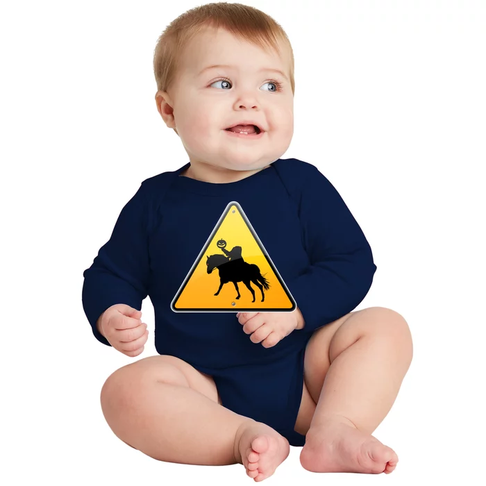 Funny Halloween Headless Horseman Crossing Baby Long Sleeve Bodysuit