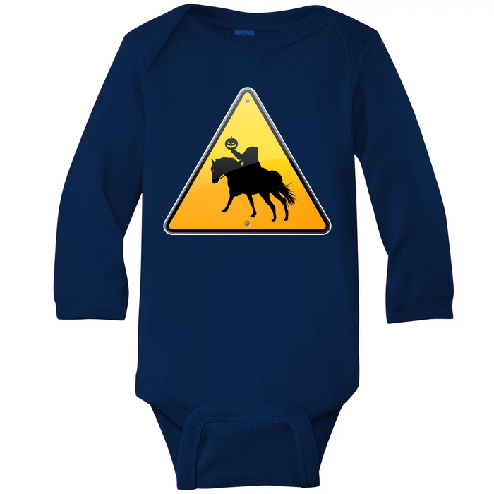 Funny Halloween Headless Horseman Crossing Baby Long Sleeve Bodysuit