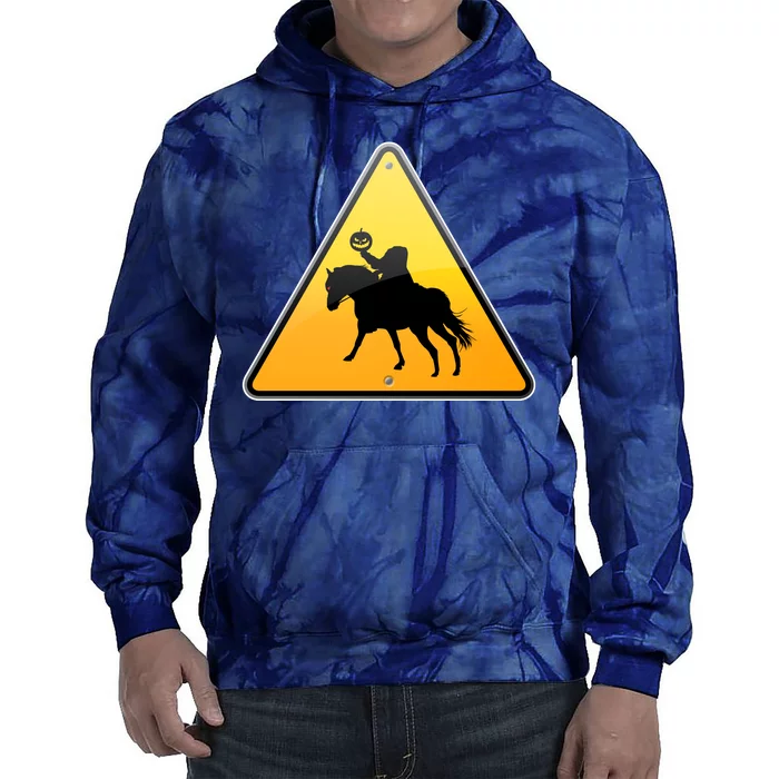 Funny Halloween Headless Horseman Crossing Tie Dye Hoodie