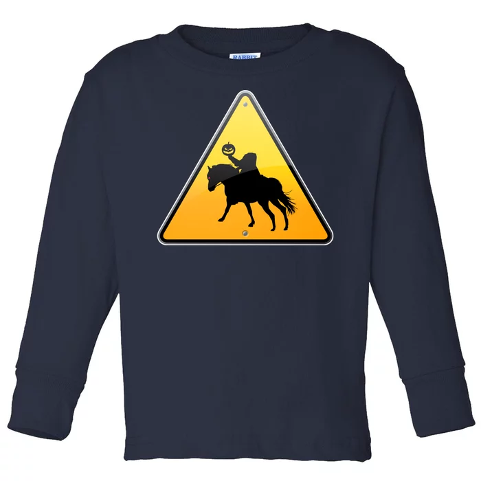 Funny Halloween Headless Horseman Crossing Toddler Long Sleeve Shirt