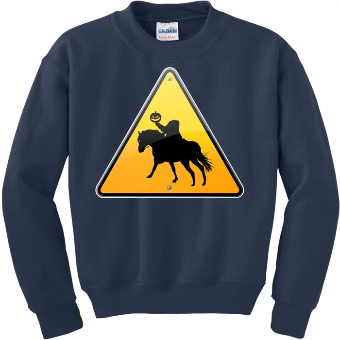 Funny Halloween Headless Horseman Crossing Kids Sweatshirt