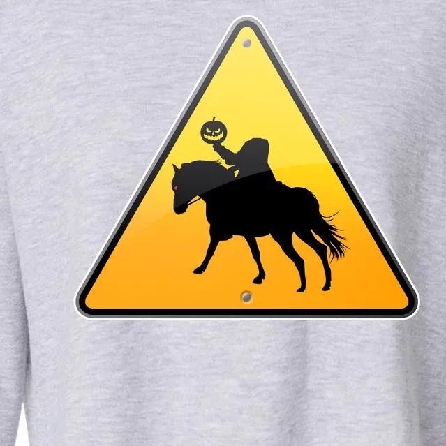 Funny Halloween Headless Horseman Crossing Cropped Pullover Crew