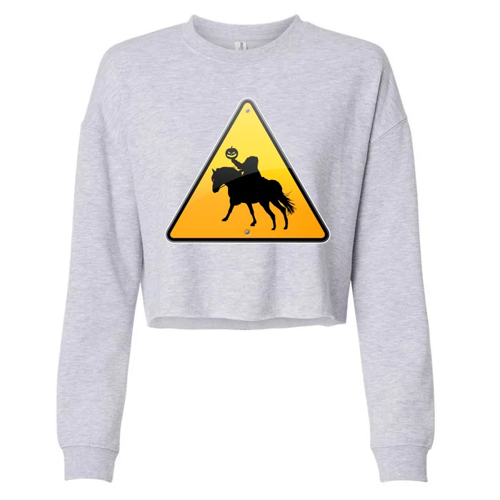 Funny Halloween Headless Horseman Crossing Cropped Pullover Crew