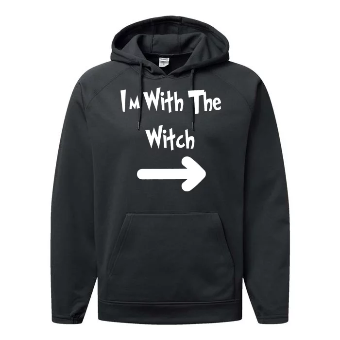 Funny Halloween I'm With The Witch Performance Fleece Hoodie