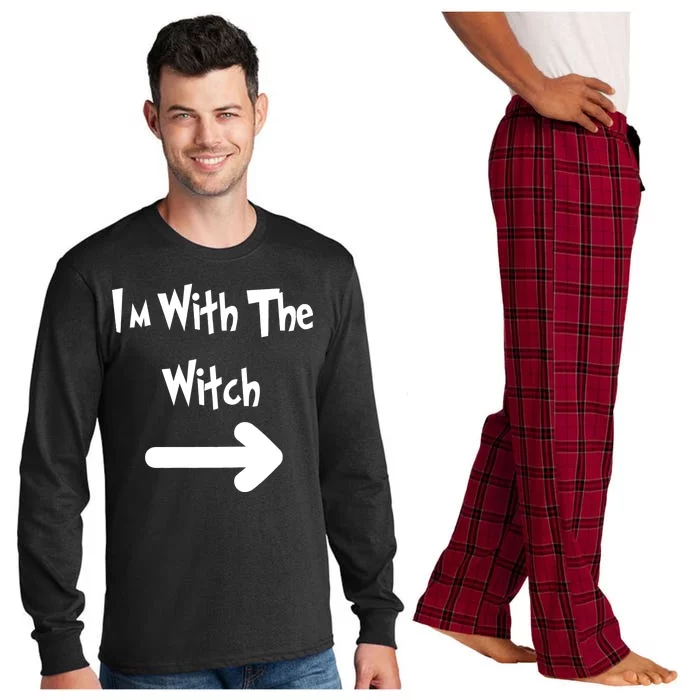 Funny Halloween I'm With The Witch Long Sleeve Pajama Set