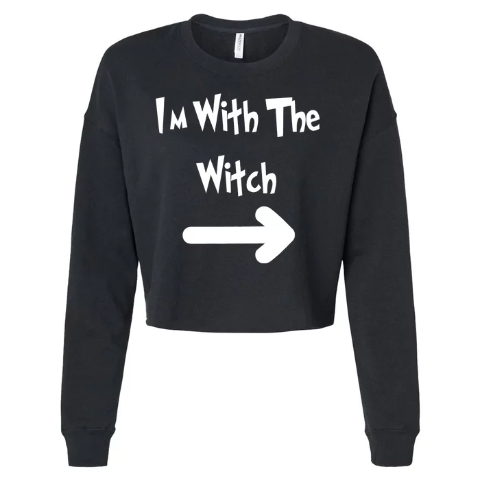 Funny Halloween I'm With The Witch Cropped Pullover Crew