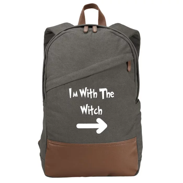 Funny Halloween I'm With The Witch Cotton Canvas Backpack