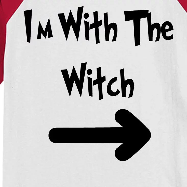 Funny Halloween I'm With The Witch Kids Colorblock Raglan Jersey