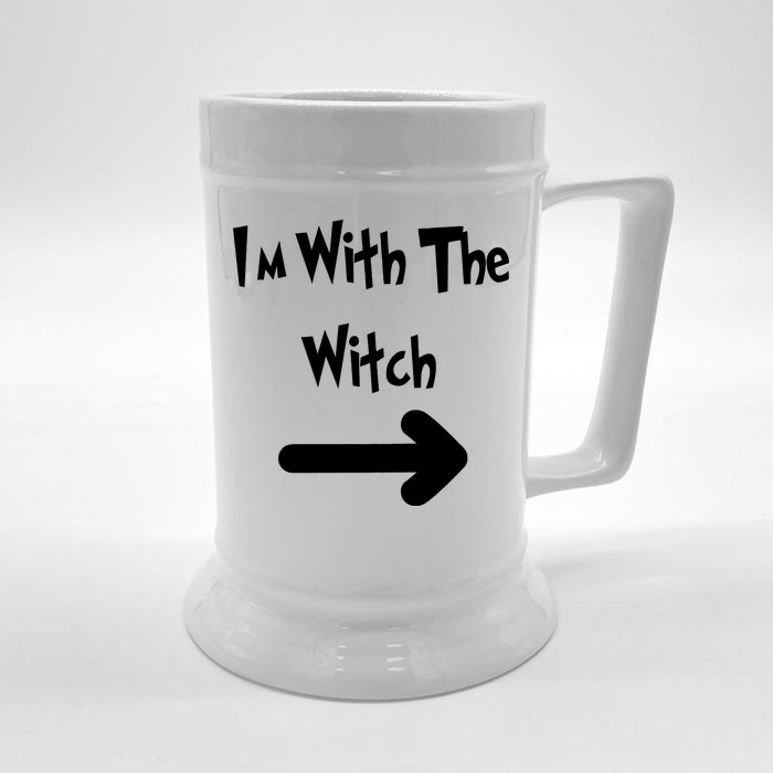 Funny Halloween I'm With The Witch Front & Back Beer Stein