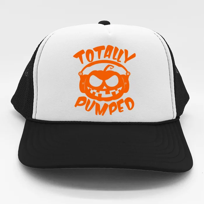 Funny Halloween Totally Pumped Headphones Pumpkin Trucker Hat