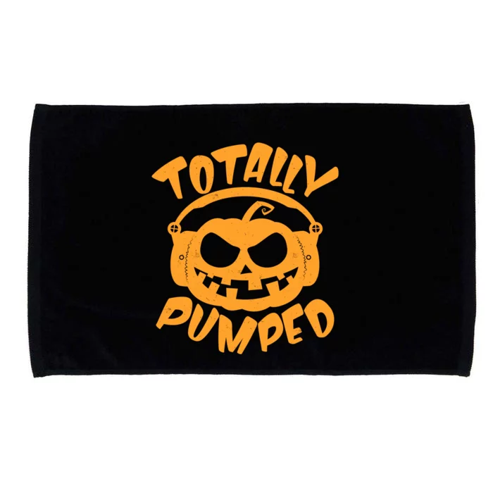 Funny Halloween Totally Pumped Headphones Pumpkin Microfiber Hand Towel