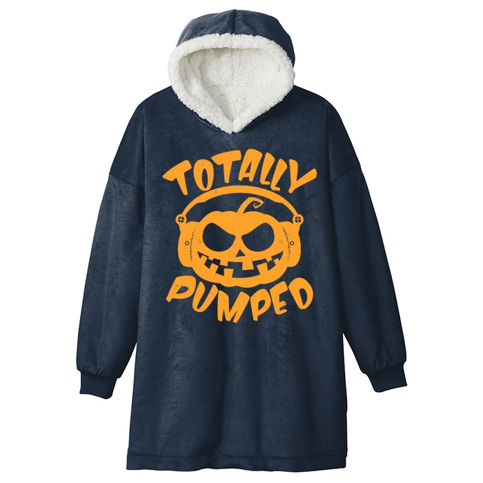 Funny Halloween Totally Pumped Headphones Pumpkin Hooded Wearable Blanket