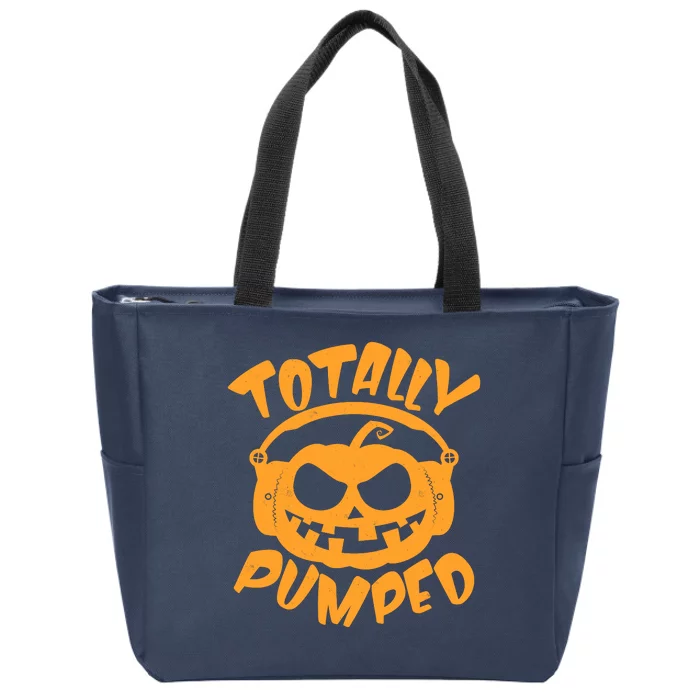 Funny Halloween Totally Pumped Headphones Pumpkin Zip Tote Bag