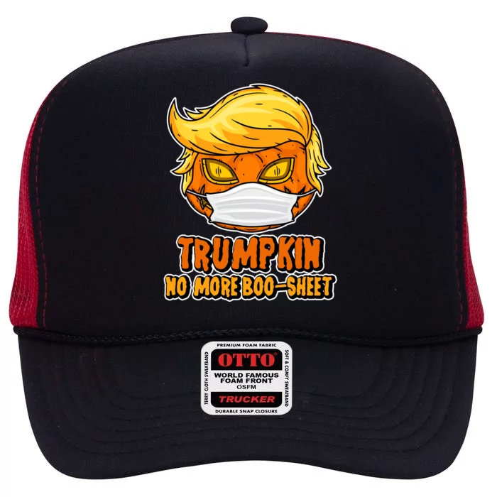 Funny Halloween Trumpkin No More Boo-Sheet High Crown Mesh Trucker Hat