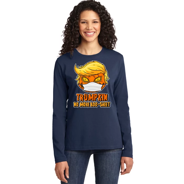 Funny Halloween Trumpkin No More Boo-Sheet Ladies Long Sleeve Shirt