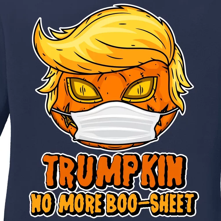 Funny Halloween Trumpkin No More Boo-Sheet Ladies Long Sleeve Shirt