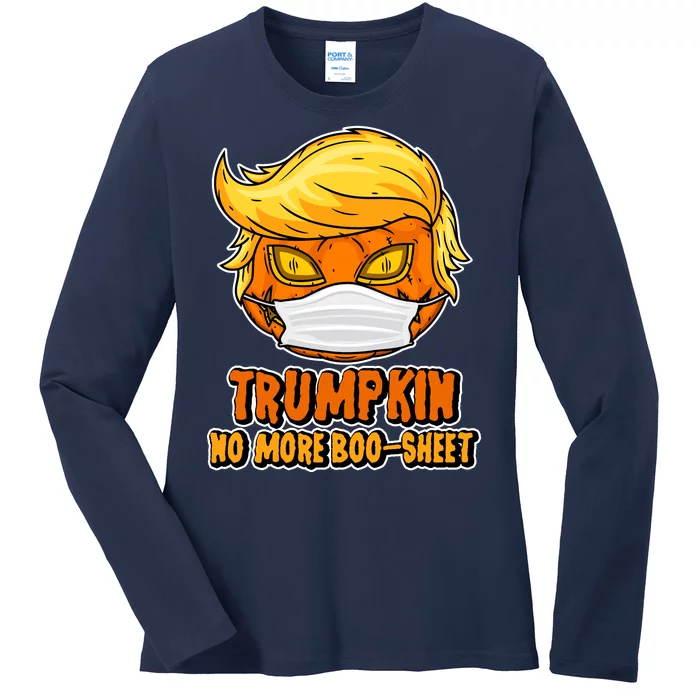 Funny Halloween Trumpkin No More Boo-Sheet Ladies Long Sleeve Shirt