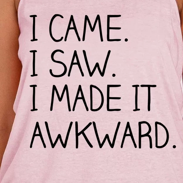 Funny Hand Written - I Came. I Saw. I Made It Awkward. Women's Knotted Racerback Tank