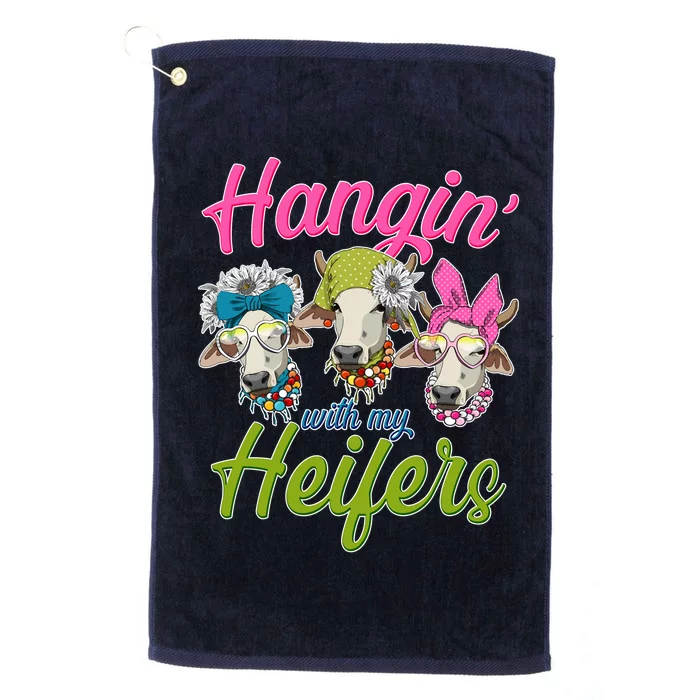 Funny Hangin' With My Heifers Cows Platinum Collection Golf Towel