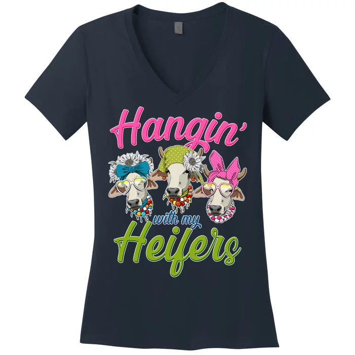 Funny Hangin' With My Heifers Cows Women's V-Neck T-Shirt