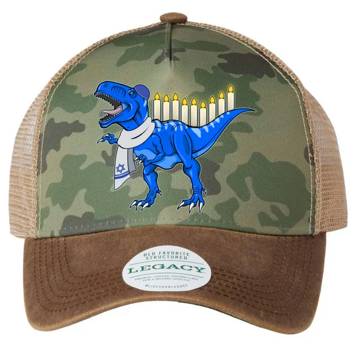 Funny Hanukah Menorasaurus T-Rex Dinosaur Legacy Tie Dye Trucker Hat