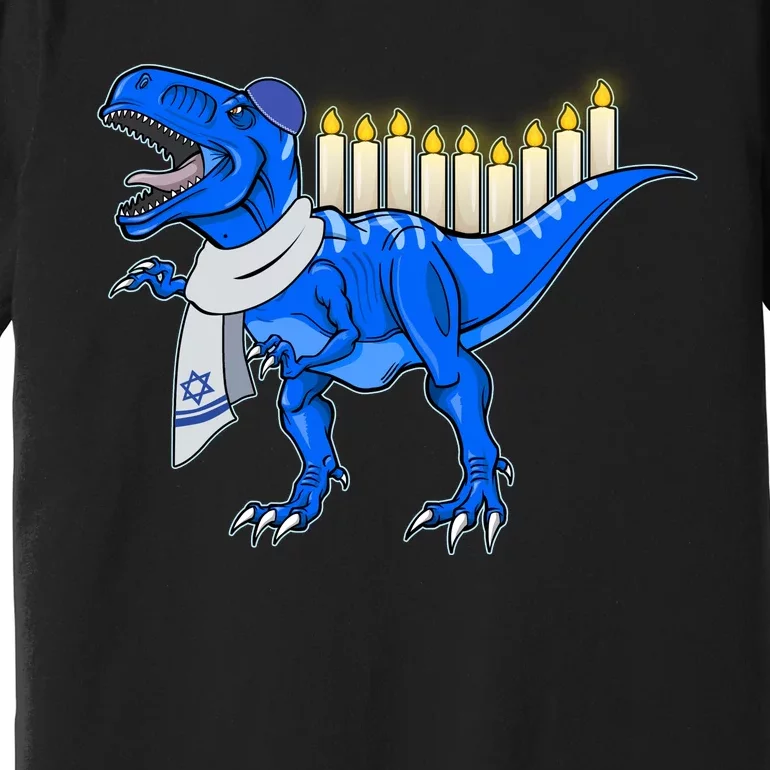 Funny Hanukah Menorasaurus T-Rex Dinosaur Premium T-Shirt