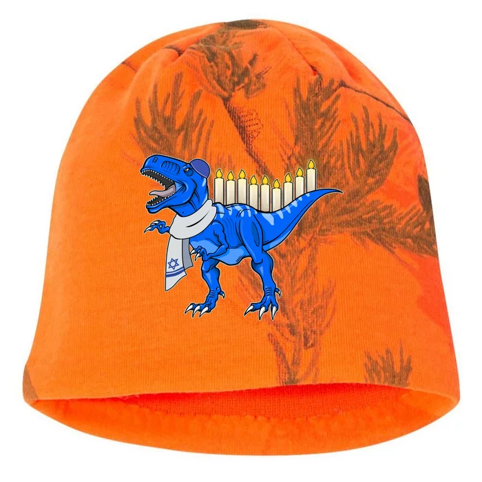 Funny Hanukah Menorasaurus T-Rex Dinosaur Kati - Camo Knit Beanie