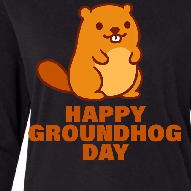 Funny Happy Groundhog Day Womens Cotton Relaxed Long Sleeve T-Shirt