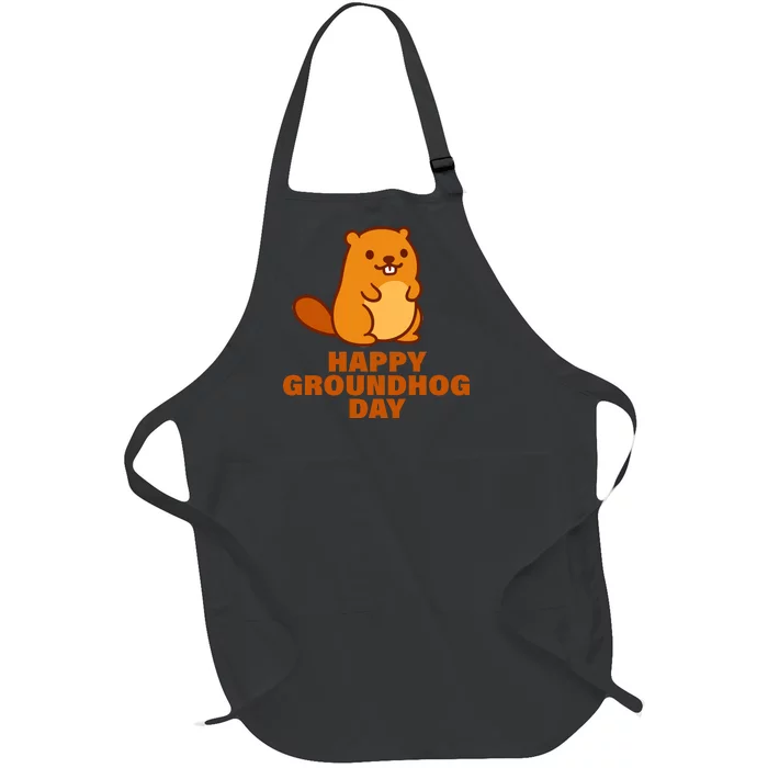 Funny Happy Groundhog Day Full-Length Apron With Pocket