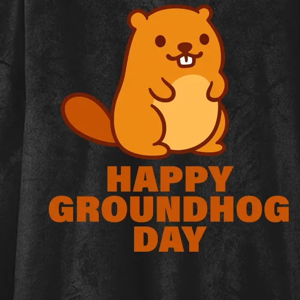 Funny Happy Groundhog Day Hooded Wearable Blanket