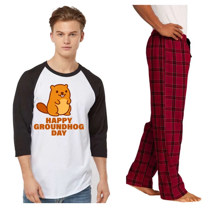 Funny Happy Groundhog Day Raglan Sleeve Pajama Set