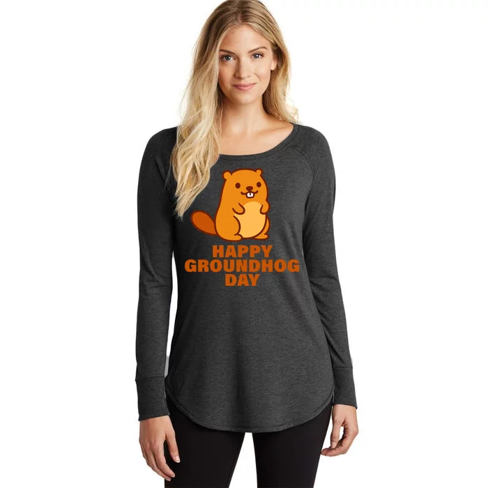 Funny Happy Groundhog Day Women's Perfect Tri Tunic Long Sleeve Shirt