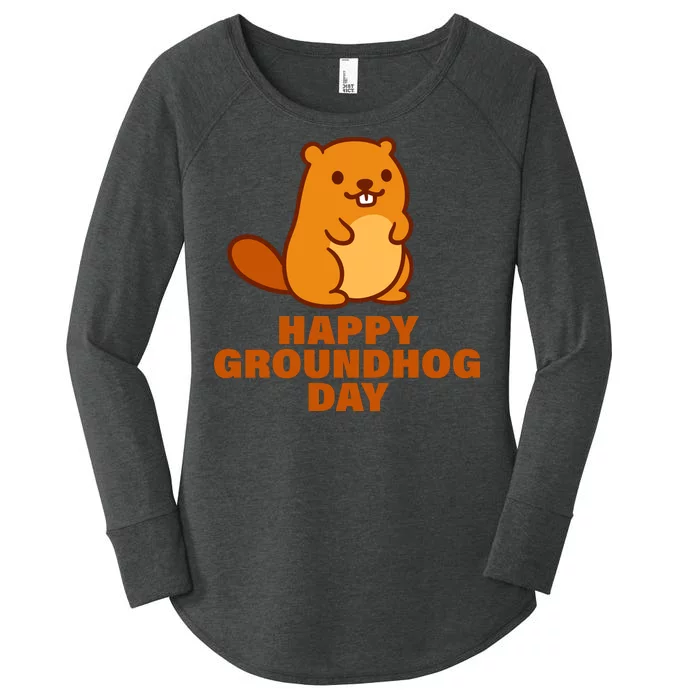 Funny Happy Groundhog Day Women's Perfect Tri Tunic Long Sleeve Shirt