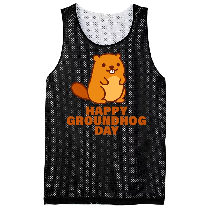 Funny Happy Groundhog Day Mesh Reversible Basketball Jersey Tank