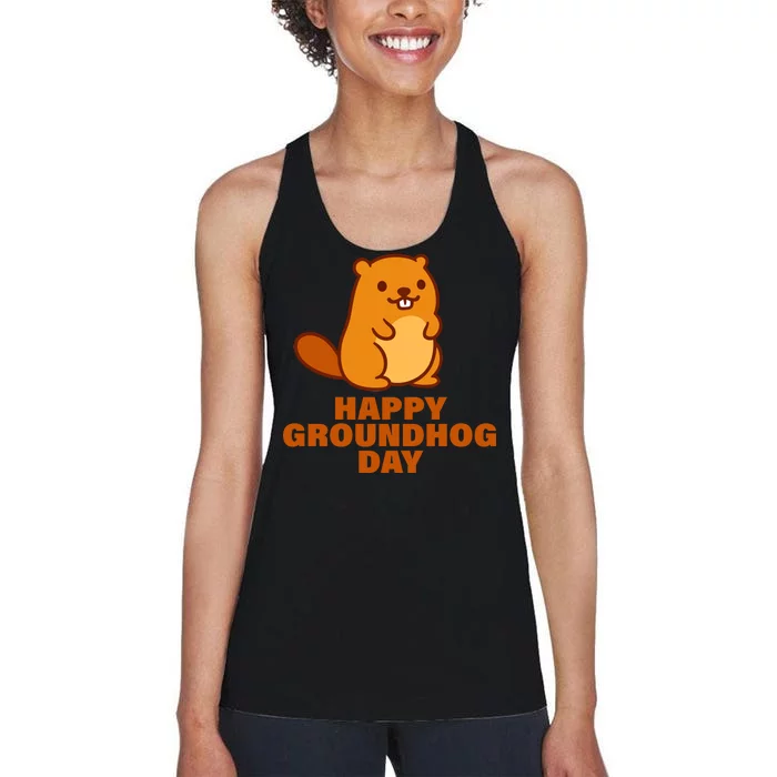 Funny Happy Groundhog Day Women's Racerback Tank