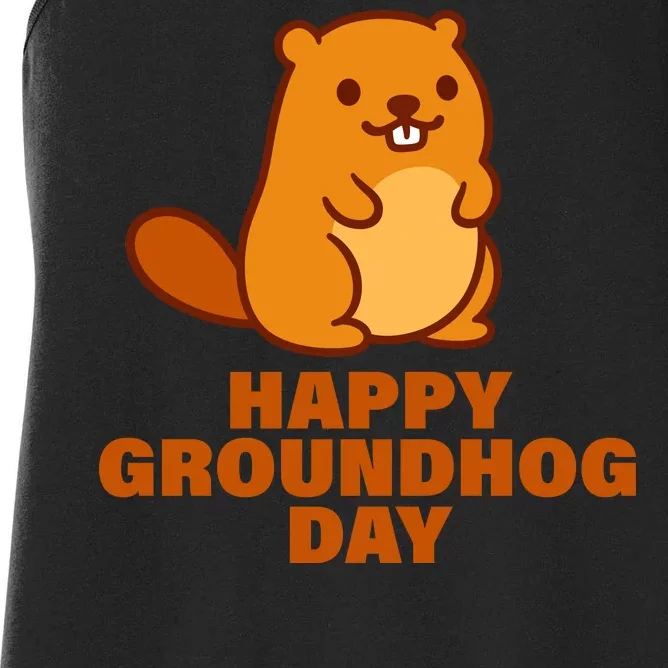 Funny Happy Groundhog Day Women's Racerback Tank