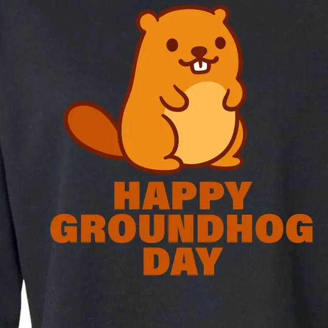 Funny Happy Groundhog Day Cropped Pullover Crew