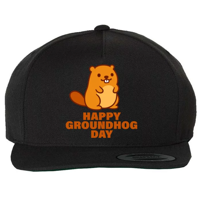 Funny Happy Groundhog Day Wool Snapback Cap