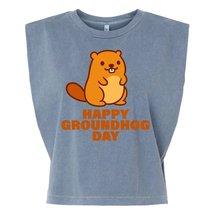 Funny Happy Groundhog Day Garment-Dyed Women's Muscle Tee