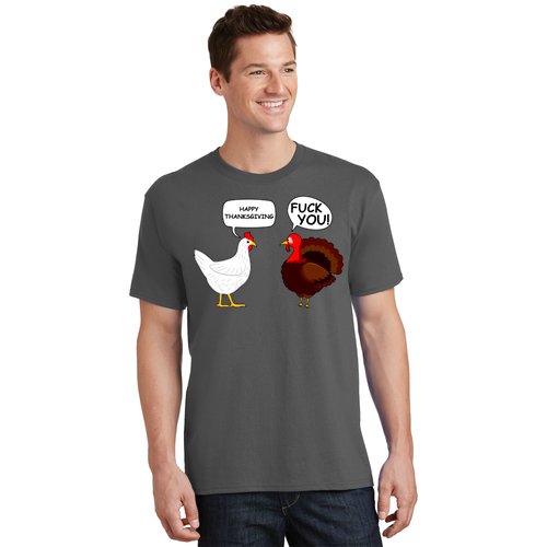 Funny Happy Thanksgiving Chicken Vs Turkey T-Shirt | TeeShirtPalace