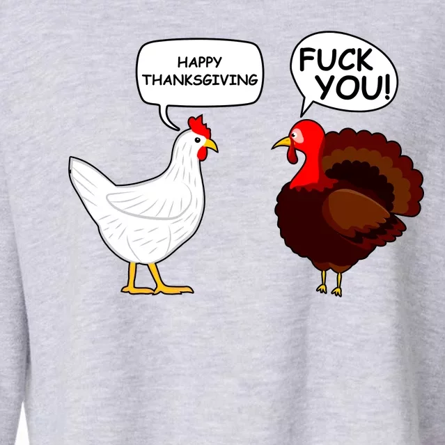 Funny Happy Thanksgiving Chicken Vs Turkey Cropped Pullover Crew