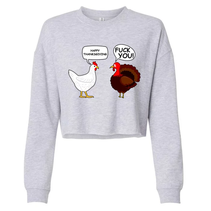 Funny Happy Thanksgiving Chicken Vs Turkey Cropped Pullover Crew