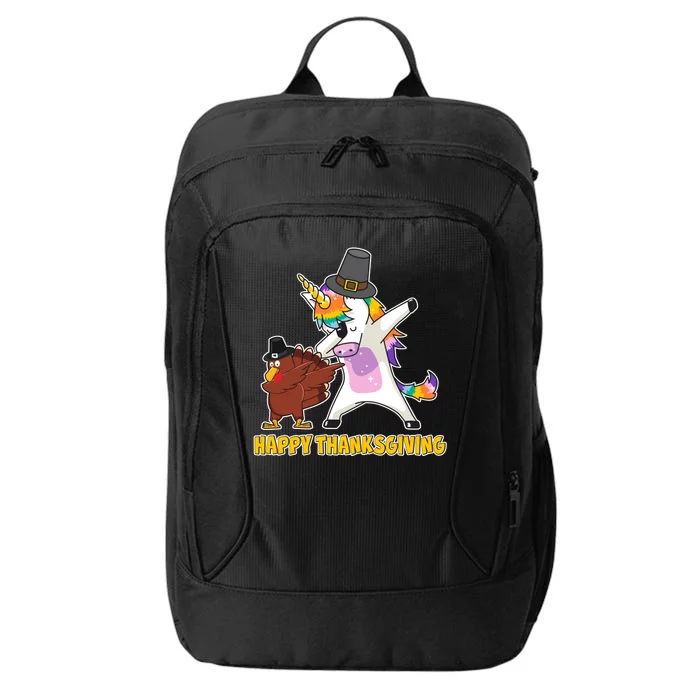 Funny Happy Thanksgiving Dabbing Turkey and Unicorn City Backpack