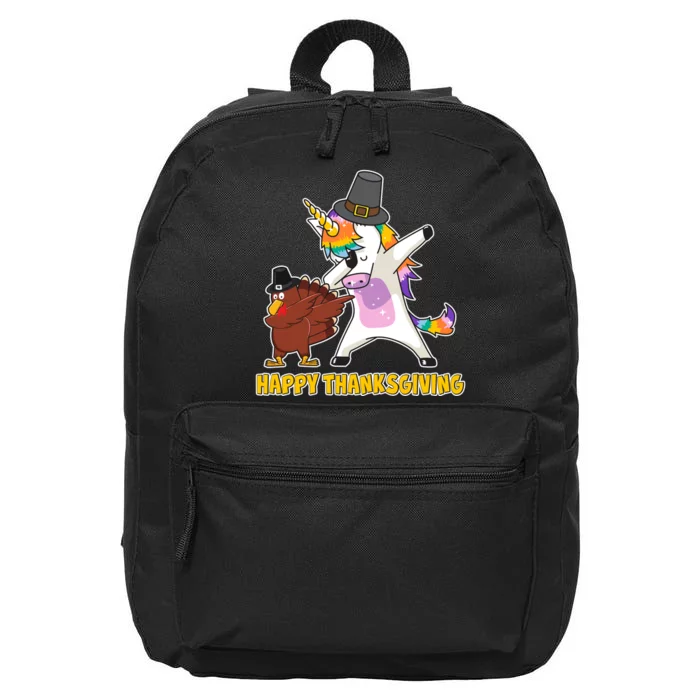 Funny Happy Thanksgiving Dabbing Turkey and Unicorn 16 in Basic Backpack