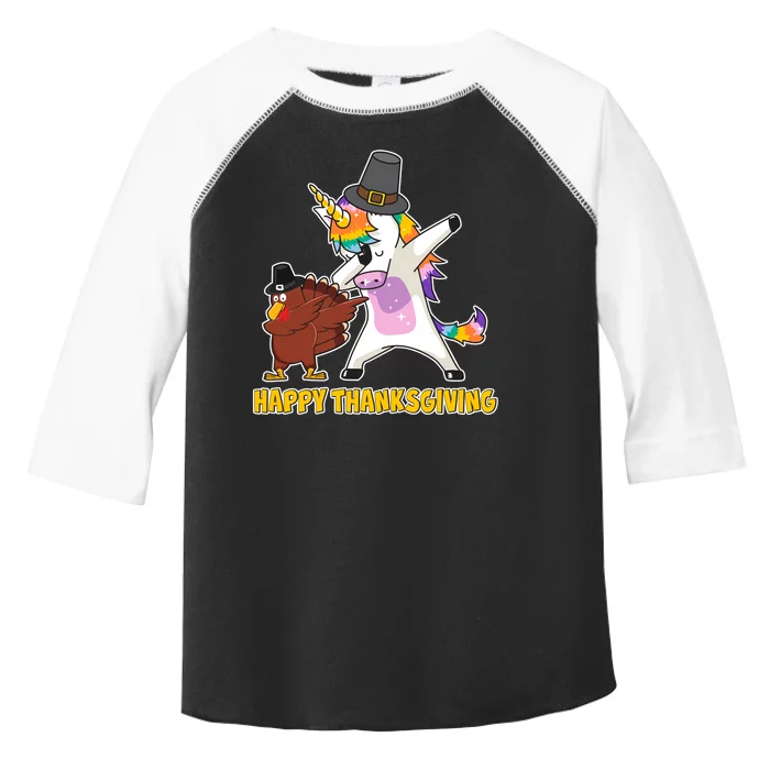 Funny Happy Thanksgiving Dabbing Turkey and Unicorn Toddler Fine Jersey T-Shirt