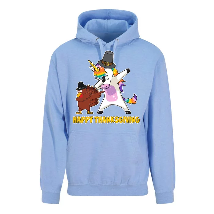 Funny Happy Thanksgiving Dabbing Turkey and Unicorn Unisex Surf Hoodie