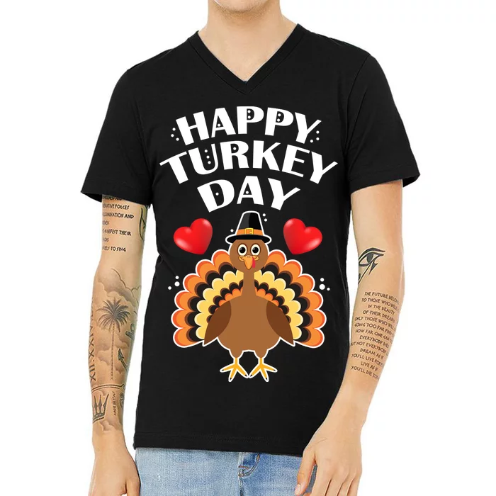 Funny Happy Turkey Day V-Neck T-Shirt