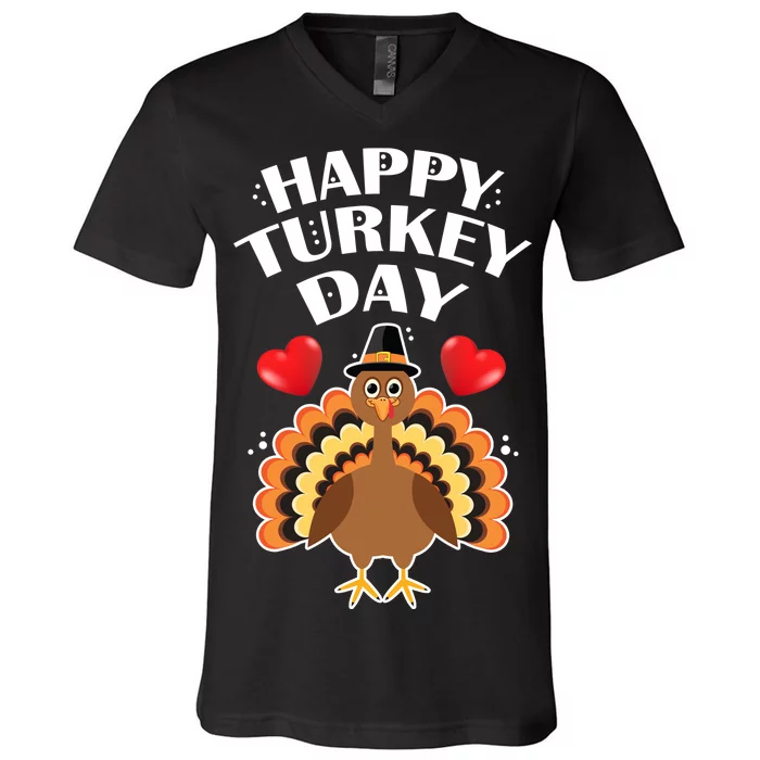 Funny Happy Turkey Day V-Neck T-Shirt