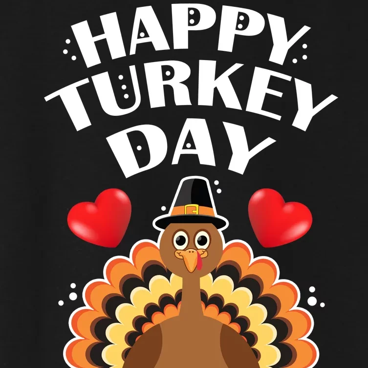 Funny Happy Turkey Day Women's Crop Top Tee