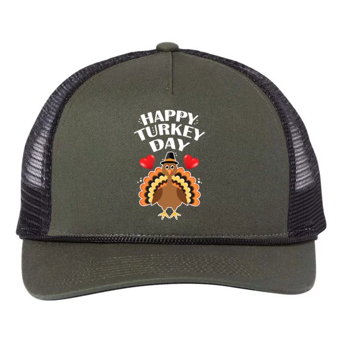 Funny Happy Turkey Day Retro Rope Trucker Hat Cap